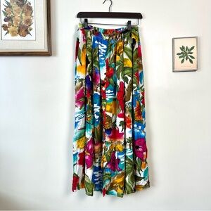 Vintage Carole Little Bright Floral Tropical Maxi Skirt